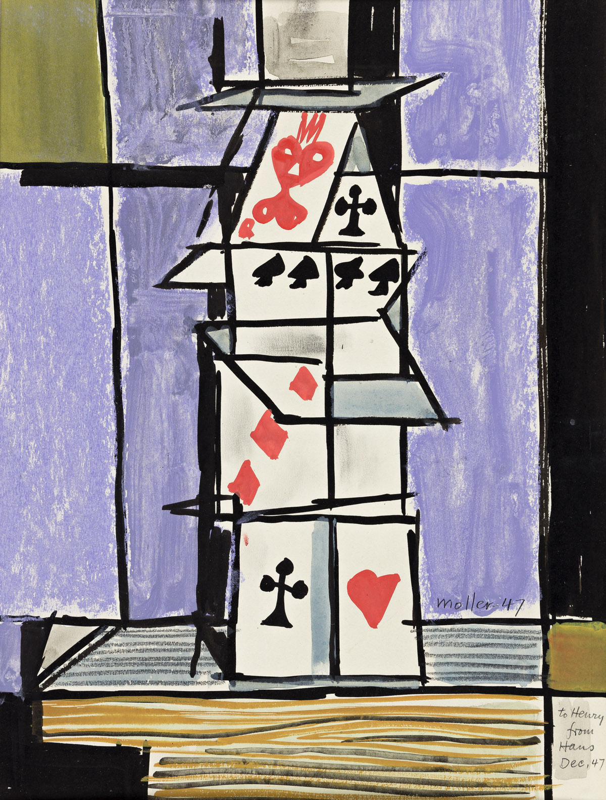 HANS MOLLER (1905 - 2000, GERMAN/AMERICAN) Untitled, (Card Tower).